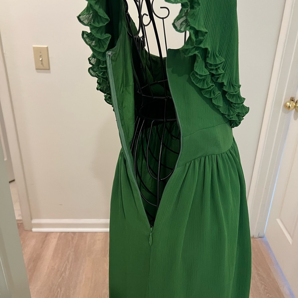 ✅🆕JUICY COUTURE Green Ruched One-Shoulder ruffle maxi dress - Picture 6 of 9
